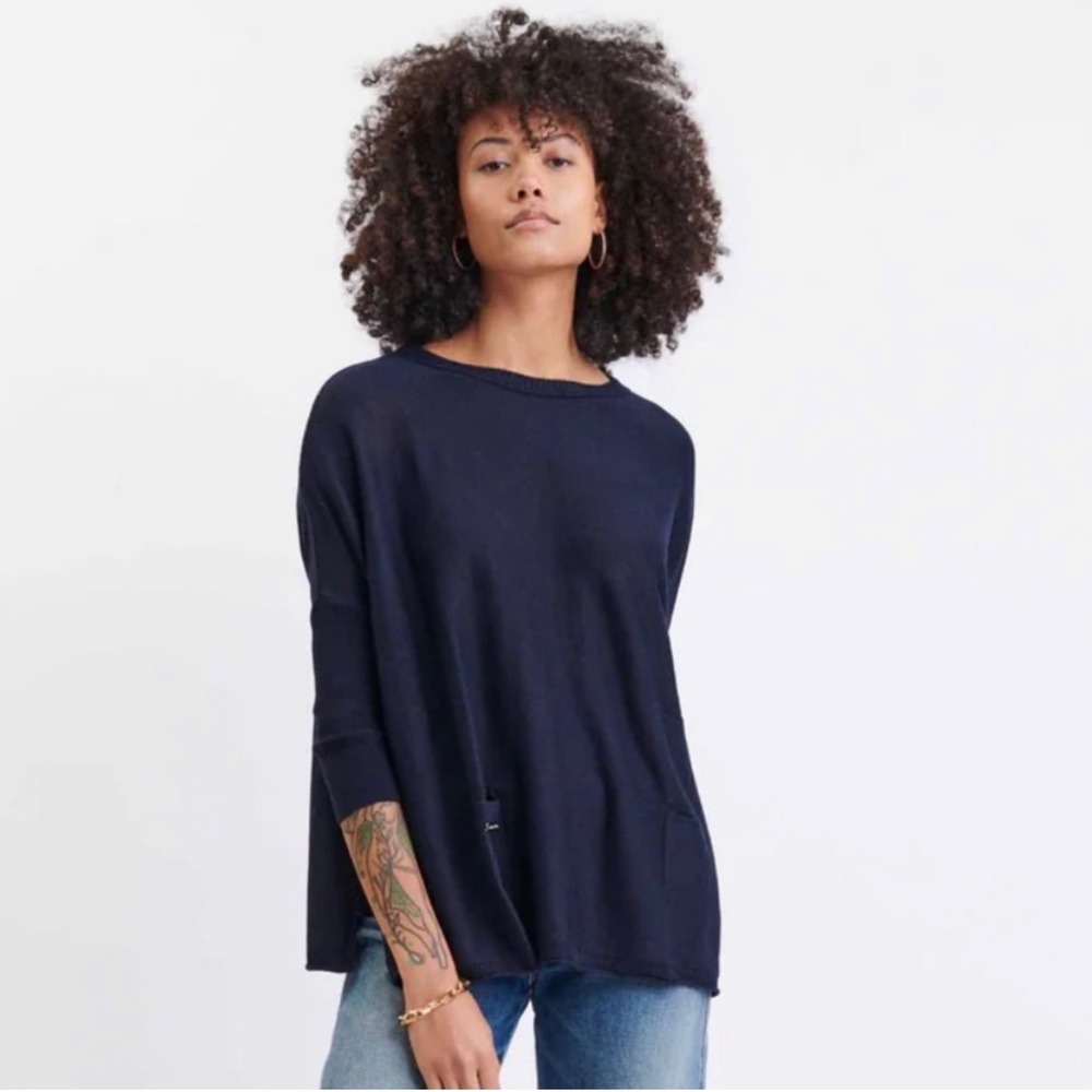 Mersea Catalina travel sweater navy blue OS classic minimalist coastal preppy